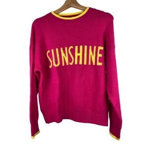 Code X Mode Women's Size M Hot Pink Yellow SUNSHINE Crew Neck Sweater